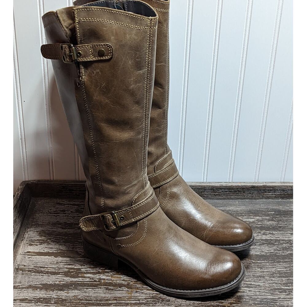 Eric Michael Women's Brown Leather Montana Tall Riding Heeled Boot Size EU 40